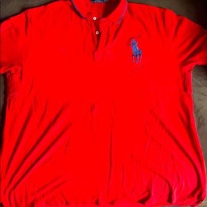 Red with a blue polo horse collard shirt by RalphL